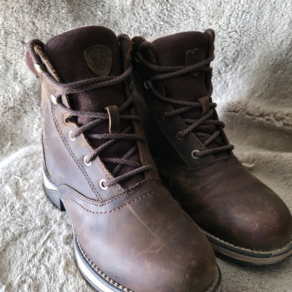 Ariat Brown Lace Up Boots for Women - Picture 3 of 8